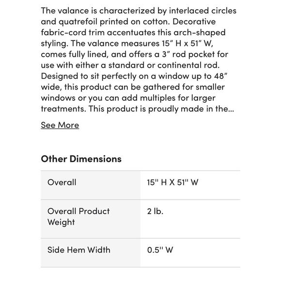 Darby Home Co. Scalloped Window Valance Red Blue Geometric‎ Cotton Blend 15”x51” - Picture 3 of 5